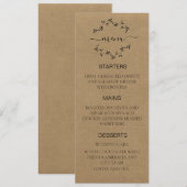 Huwelijksmenu Ambachtspapier  Menu (Voorkant / Achterkant)