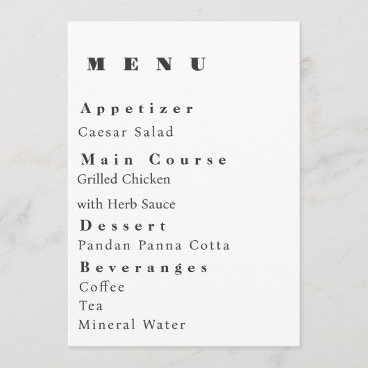 Huwelijksmenu Sjabloon Modern Menu (Voorkant)