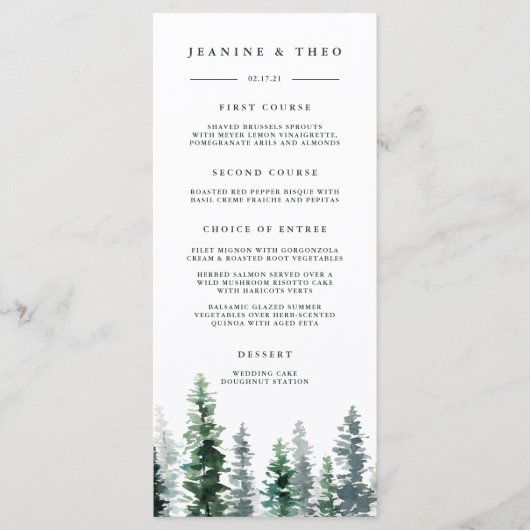 Huwelijksmenu Timber Grove Menu (Voorkant)