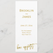 Huwelijksmenu Wit en Goud Persoonlijk Menu (Achterkant)