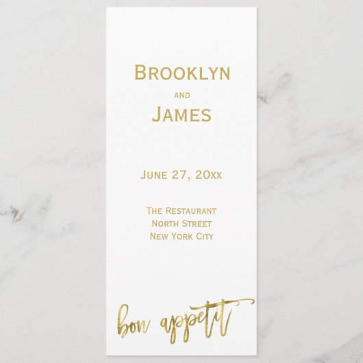 Huwelijksmenu Wit en Goud Persoonlijk Menu (Achterkant)