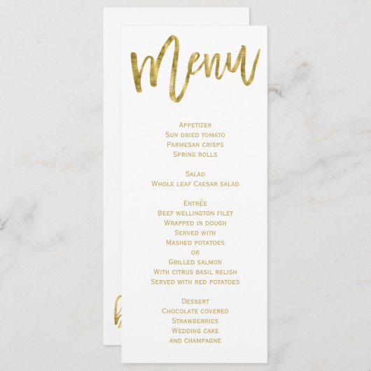 Huwelijksmenu Wit en Goud Persoonlijk Menu (Voorkant / Achterkant)