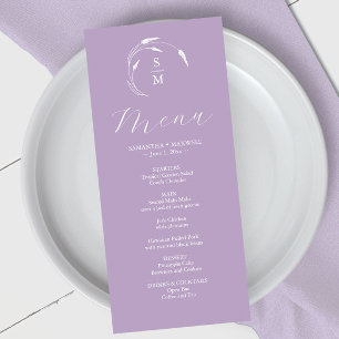 Huwelijksmenu's Eenvoudige Monogram Lavendel Menu