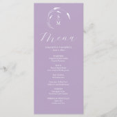 Huwelijksmenu's Eenvoudige Monogram Lavendel Menu (Voorkant)