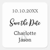 Huwelijksminimalist Save the Date Vierkante Sticker (Voorkant)