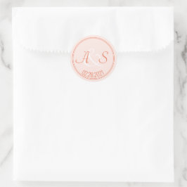 Huwelijksminimalistische Classic Initialen & Date  Ronde Sticker