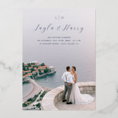 Huwelijksmonogram | Alles in één QR-codefoto Folie Uitnodiging (Voorkant)