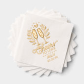 Huwelijksmonogram en datum Proost op champagne Folie Servetten (Insitu (Gestapeld))