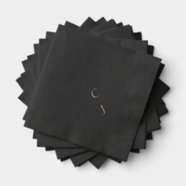 Huwelijksmonogram gepersonaliseerd elegant goud folie servetten