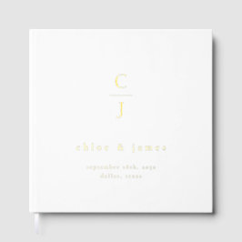 Huwelijksmonogram Modern Minimal Black White Gastenboek