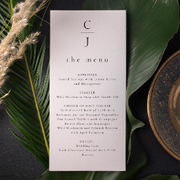 Huwelijksmonogram Modern Minimal Black White Menu