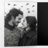 Huwelijksmonogram Moderne Zwarte Foto QR-code Drieluik Uitnodiging (Binnenzijde eerst)