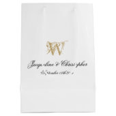 Huwelijksmonogram Namen Script Elegant Wit Goud Medium Cadeauzakje (Achterkant)