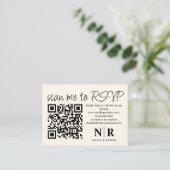 Huwelijksmonogram QR Code RSVP met Elegante Foto Informatiekaartje (Staand voorkant)