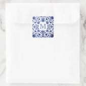 huwelijksmonogram vierkante sticker (Tas)