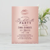 Huwelijksondertrouw Feest Chic Lippen Roze Goud Kaart (Staand voorkant)