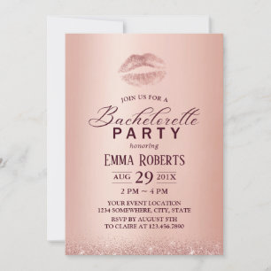 Huwelijksondertrouw Feest Chic Lippen Roze Goud Kaart