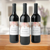 Huwelijksonthaal blozend roze bloemige pampas gras wijn etiket