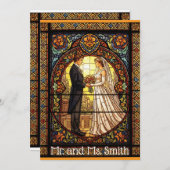 Huwelijksontwerp in traditioneel Glas in lood Kaart (Voorkant / Achterkant)