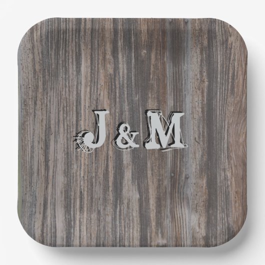 Huwelijkspapieren Bordjes Houten Uitzicht Initiale (Voorkant)