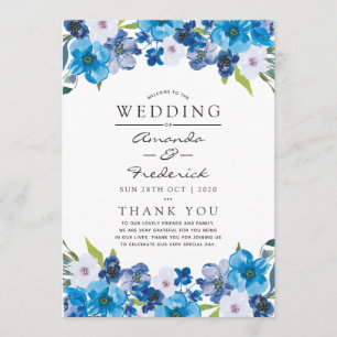 Huwelijkspatronen van Blue Floral Wedding Program Programma