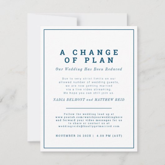 Huwelijksplan wijziging uitnodiging nu streamen (Voorkant)