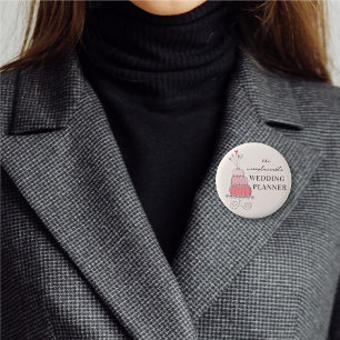 Huwelijksplanner Toverachtig Zoete Roze Cake Chic Ronde Button 5,7 Cm