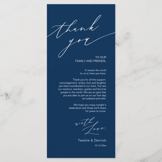 Huwelijksplek instellen Dank u minimalistische Kaa Programma (Voorkant)