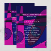 Huwelijksprogramma Abstract Hot Pink Paarse Programma (Voorkant / Achterkant)