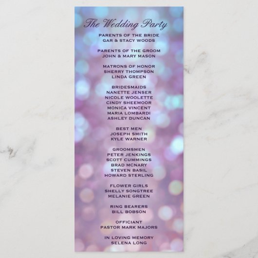 Huwelijksprogramma Bokeh Hoogtepunten Programma (Achterkant)