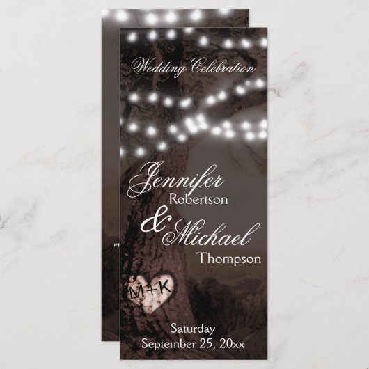 Huwelijksprogramma | Boom met feestverlichting Programma (Voorkant / Achterkant)