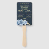 Huwelijksprogramma Elegant Midnight blauw bloemetj Handwaaier (Achterkant)