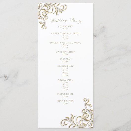 Huwelijksprogramma elegante gouden rol programma (Achterkant)