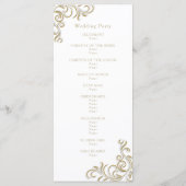 Huwelijksprogramma elegante gouden scroll rand programma (Achterkant)