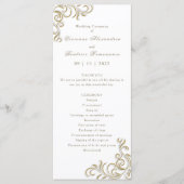 Huwelijksprogramma elegante gouden scroll rand programma (Voorkant)