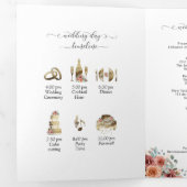 Huwelijksprogramma en Tijdlijn Waterverf Floral Drieluik Kaart (Binnenzijde eerst)