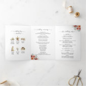 Huwelijksprogramma en Tijdlijn Waterverf Floral Drieluik Kaart (Binnen)