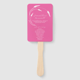 Huwelijksprogramma Fan Fuchsia Line Art Handwaaier