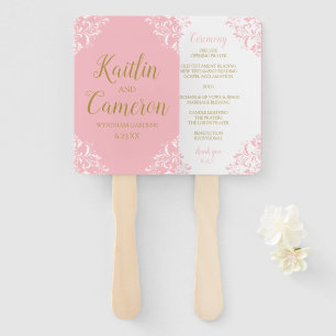 Huwelijksprogramma Fan   Nadine (Roze & Goud) 4x6 Handwaaier