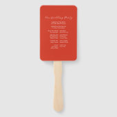 Huwelijksprogramma Fans Waterverf Rode Dragonfly Handwaaier (Achterkant)