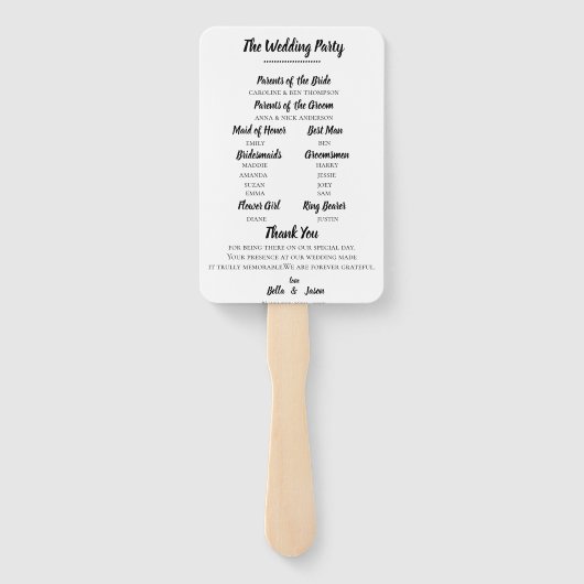 Huwelijksprogramma Faux Vellum Elegante trouwdag Handwaaier (Achterkant)