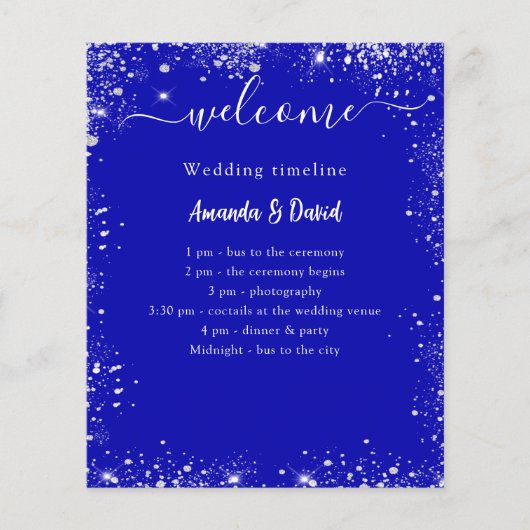 Huwelijksprogramma Menu koninklijk blauw zilver gl (Voorkant)