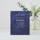 Huwelijksprogramma Menu marineblauw wit (Staand voorkant)