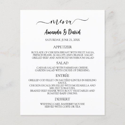 Huwelijksprogramma Menu wit zwart (Achterkant)