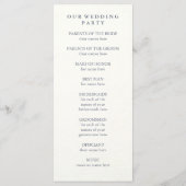 Huwelijksprogramma met blauwe en roze pioenen programma (Achterkant)