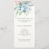 Huwelijksprogramma met blauwe en roze pioenen programma (Voorkant)