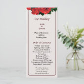 Huwelijksprogramma met verschillende rode geranium programma (Staand voorkant)