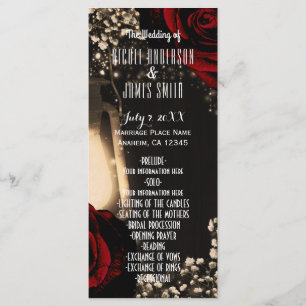 Huwelijksprogramma 'Rustic Glow Lantern & Red Rose Programma