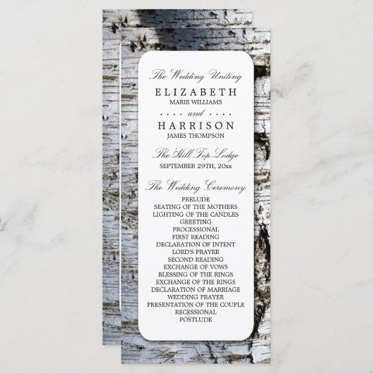 Huwelijksprogramma Sjabloon Landelijke Berkenboom (Voorkant / Achterkant)