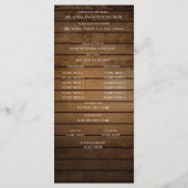 Huwelijksprogramma voor Barn Wood Programma (Achterkant)